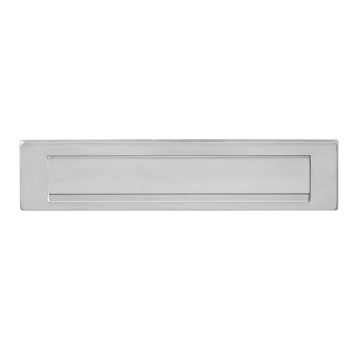Brievenbus afmetingen: RVS geborstelde briefplaat met klep en regenrand 340 x 76 mm