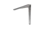 Dulimex (DX) Herakles plankdrager zonder schoor in aluminium zilver — L-vormige wandsteun zonder diagonale schoor voor lichte planken in industriële en moderne interieurs