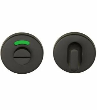Zwarte ronde WC sluiting — RAL 9005 PVD voor moderne badkamerdeur
