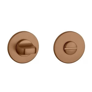 STERK 1712 OVAL PRO, Aprile Premium en Prestige, Intersteel Shiraat, Olivari, DND Fine en Formani BASIC LBWC50 koperen WC sluiting rond — rond toiletrozet met rood/wit indicator voor badkamer in koper-PVD en mat koper-PVD.