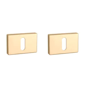 Formani LSQBN32 70mm PVD Mat Goud massief plus Aprile Prestige 50x33x7mm Rechthoekig Goud gepolijst PVD, Aprile Premium 50x33x7mm gepolijst en Mat-Goud — goud sleutelrozet rechthoek voor villa-binnendeur design.