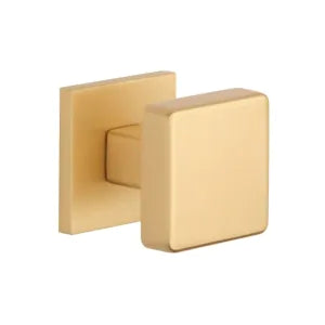 Aprile deurknop Querca, Tuja, Ruta, Ortica en Mora — beschikbaar in mat goud en goud gepolijst PVD draaibaar plus Tuja vast/draaibaar combinatie — goud knopkruk premium Aprile design op rond rozet voor villa-binnendeur.