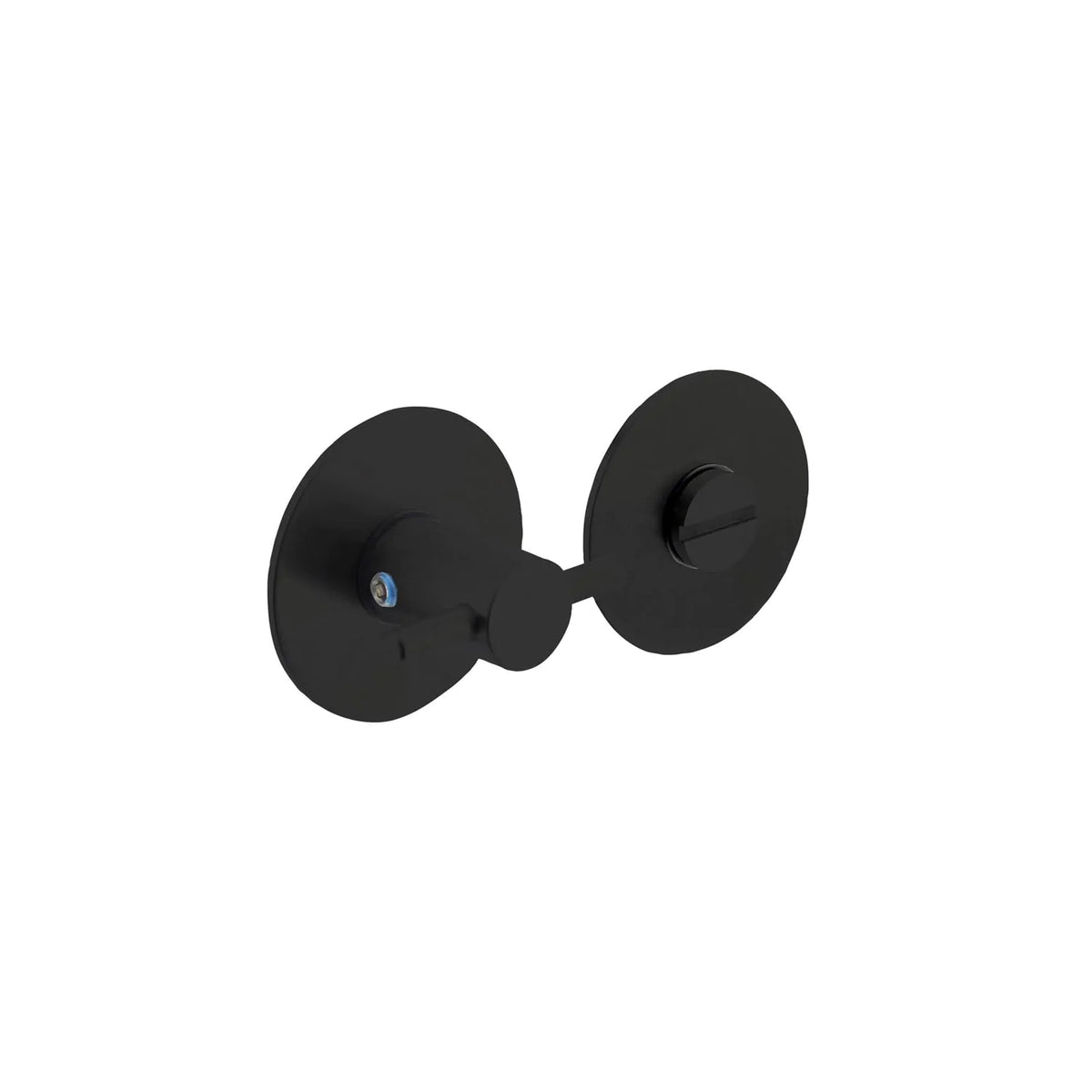 Intersteel Deurkruk Hera en Bastian op schild WC63/8mm mat zwart en antracietgrijs, WC-overslag met bocht en vlak vrij/bezet in Mat Zwart, Nikkel Mat en Messing Ongelakt plus George toilet-badkamersluiting zwart — Intersteel WC-sluiting set.