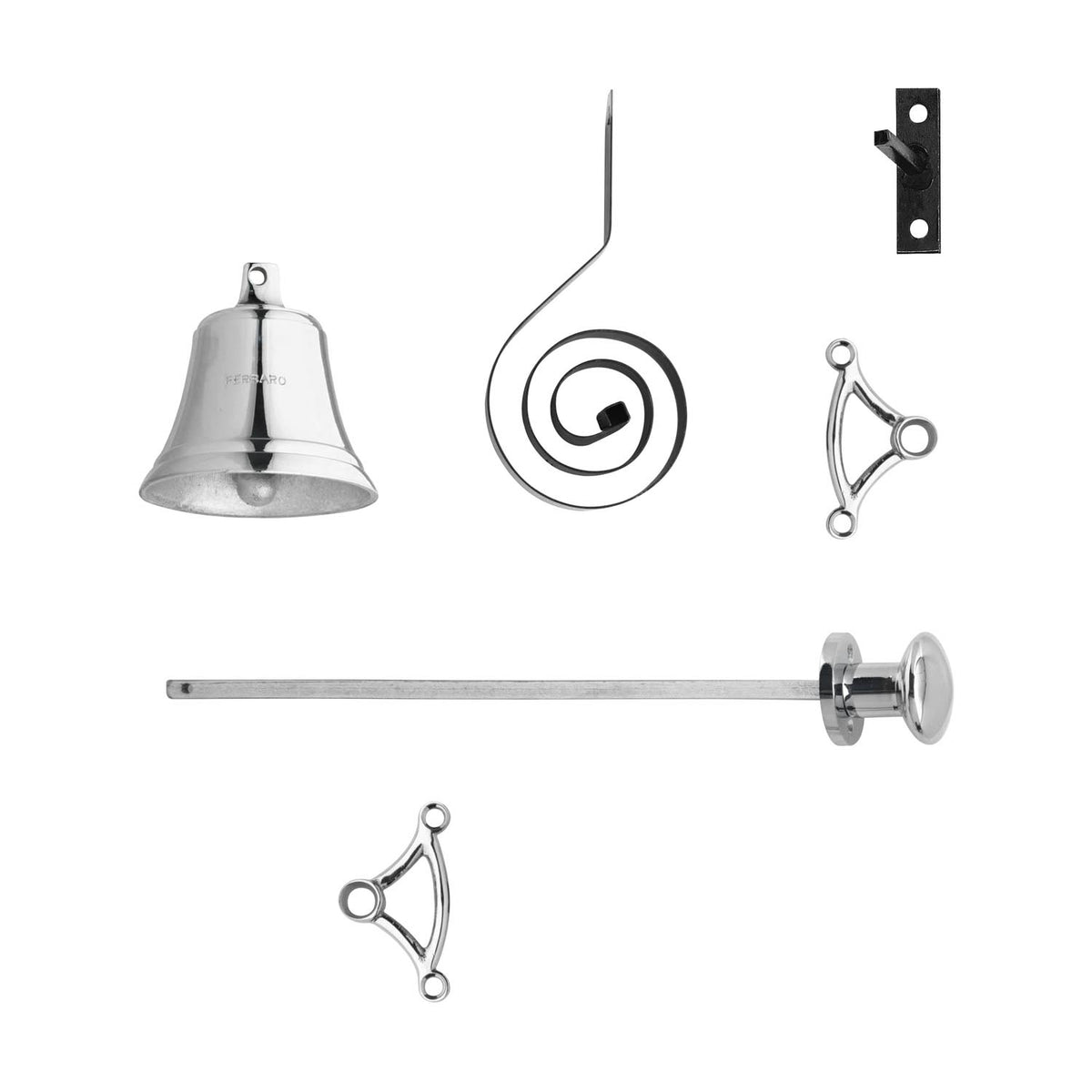 Intersteel mechanische trekbel garnituur in messing voor klassieke monumentale voordeur