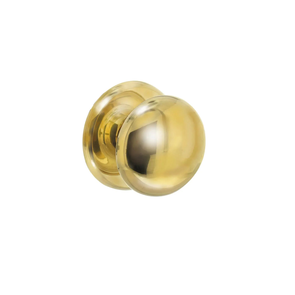 Intersteel zware voordeurknop messing PVD-uitvoering — vaste bol-knop voor voordeur in messing-kleur, 15+ jaar UV-stabiele titaan-PVD coating voor jaren-30 villa, monumentaal herenhuis en klassieke voordeur.