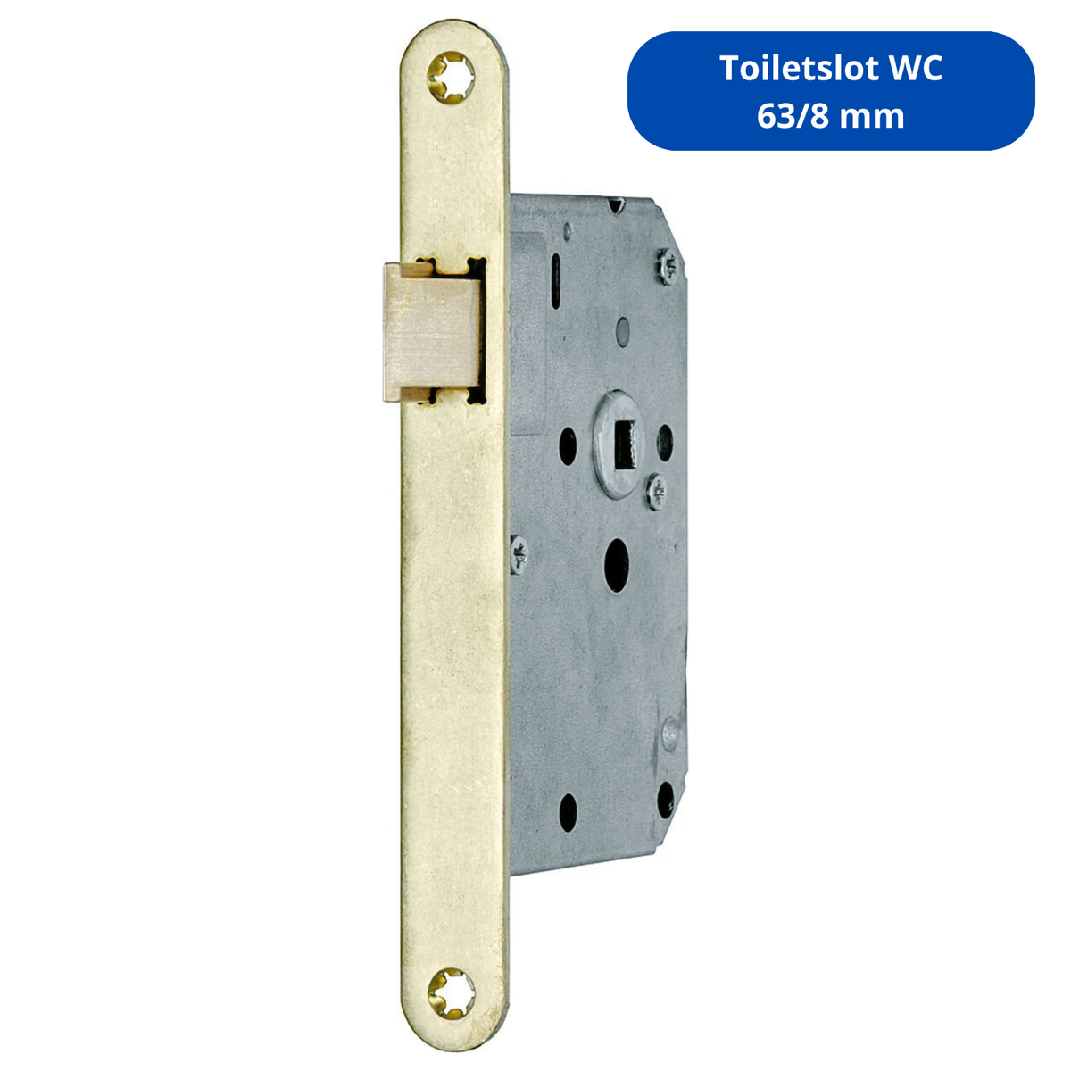 Artitec Mi Satori Toiletslot WC 63/8 mm 1200 Serie messing antiek, ongelakt en gelakt — insteekslot voor badkamer- en toiletbinnendeur met WC-spindel voor vrij/bezet-bediening via toiletrozet, voor jaren-30 villa en monumentaal herenhuis.