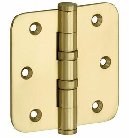 Artitec Mi Satori kogellagerscharnier 89x89mm messing gelakt — kogellager-scharnier voor zware paneeldeur 60-80 kg per paar, ronde hoek vaas, geruisloze werking, voor jaren-30 villa en monumentaal herenhuis.