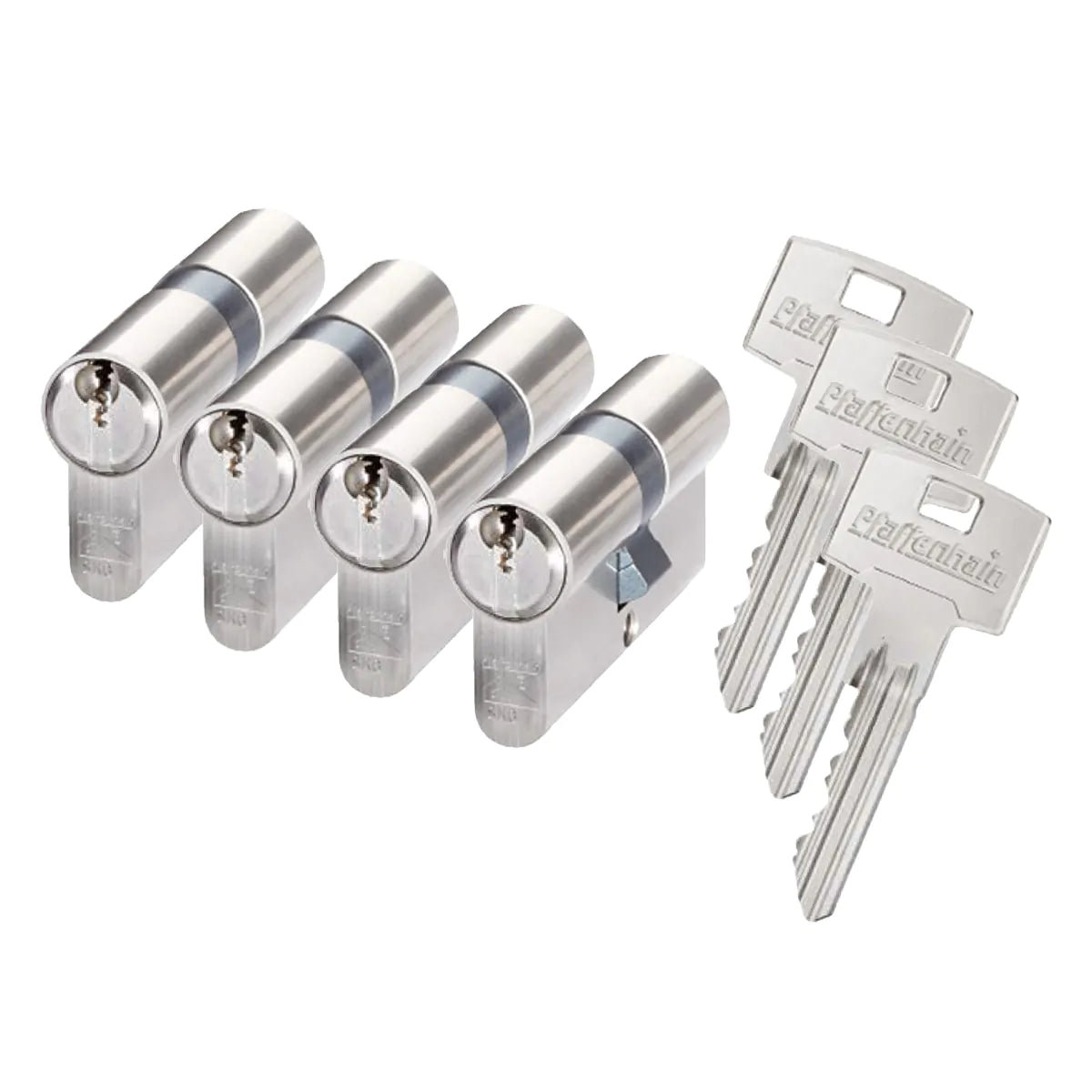 DOM Plura SKG2 en SKG3 knopcilinder 30/30mm in 2/3/4/5 gelijksluitende cilinders sets, DOM Plura zwart, DOM SKG2 of SKG3 Op Maat, M&C Matrix SKG3 Cilinder Samenstellen plus Pfaffenhain Profielcilinder 30/30mm SKG3 — gelijksluitende cilinders.