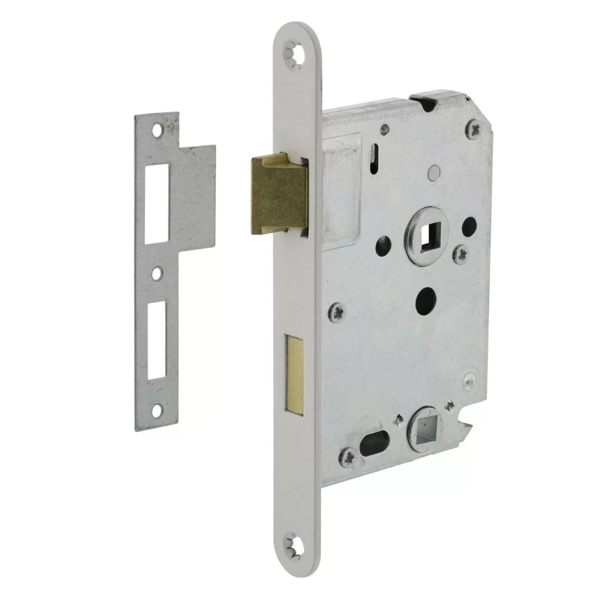 Wit badkamerslot RAL 9010 met WC-spindel PC 78mm voor witte badkamerdeur