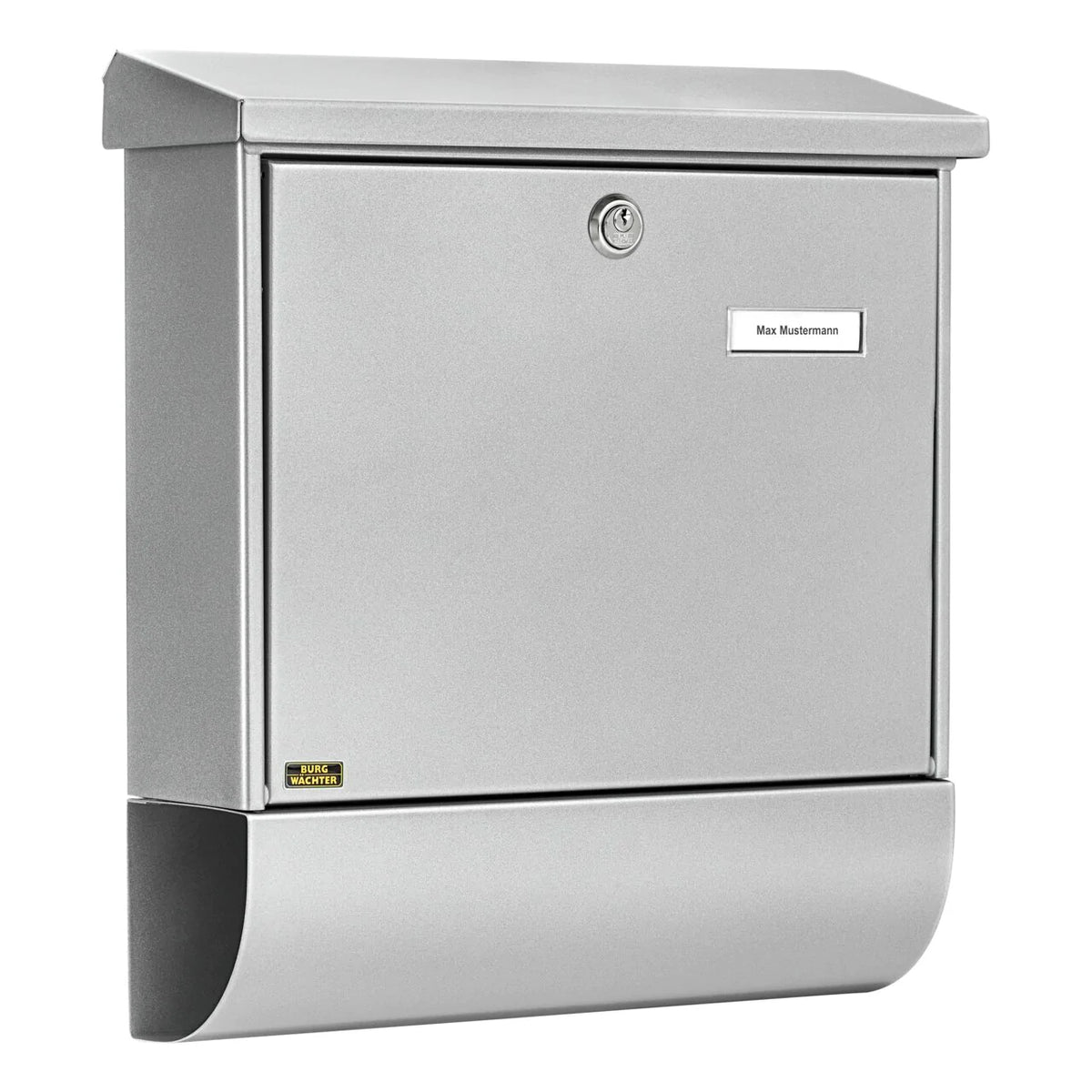 Zilver wandbrievenbus — aluminium of staal met zilverpoedercoating voor moderne gevels