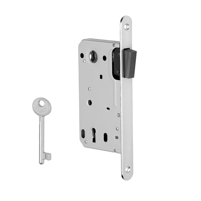 Aprile Woningbouw Magneetslot 2867/2868/2869 gepolijst chroom — insteekslot voor binnendeur met magneet-mechanisme voor fluisterstil sluiten in spiegelend chroom, voor moderne villa, kantoor-grade interieur en strakke nieuwbouw.