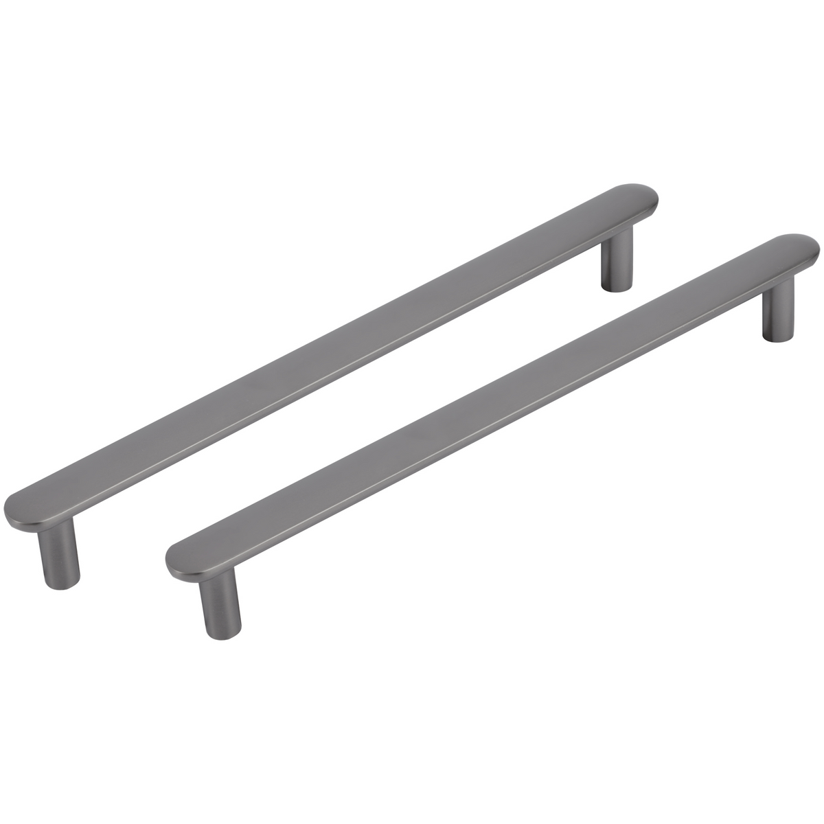Differnz Meubelgreep Plat 96-160mm en Meubelgreep 96-128mm Gun Metal, HDD Pro Schuifdeurkom Inkapschelp Ijzer en Halve Maan, Panda Pvc Licht en Donker Grijs plus X-treme 285mm Gunmetal — grijs keukengrepen voor moderne villa-keuken.