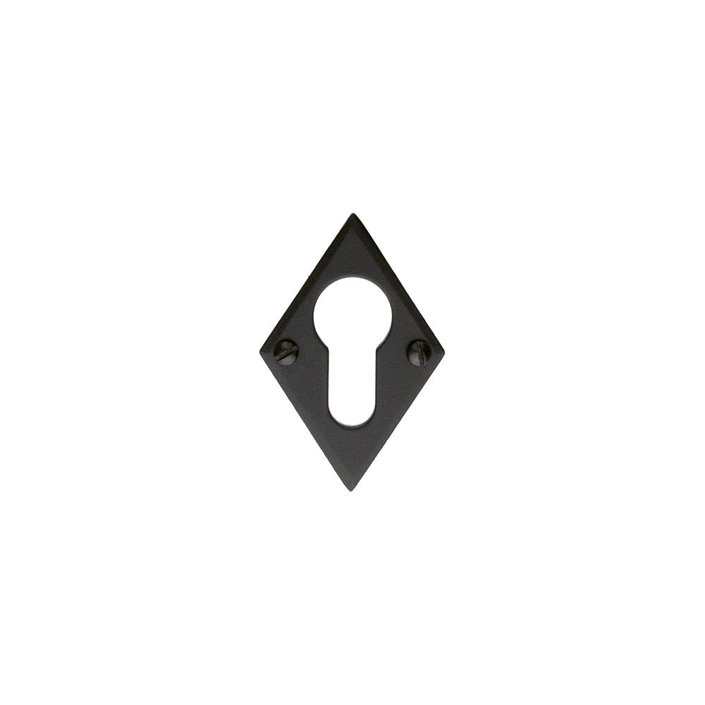Zwart ruitvormig profielcilinder rozet — 50x50 mm op 45° voor designwoning