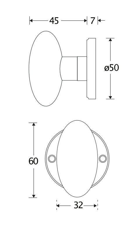 Artitec knopkruk op rozet model Ei/facet messing gelakt – detail