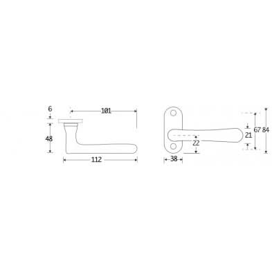 Artitec deurkruk op rozet Linea/ovaal patent mat nikkel ongelakt – detailweergave