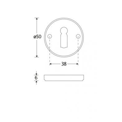Artitec sleutelrozet facet messing antiek detail