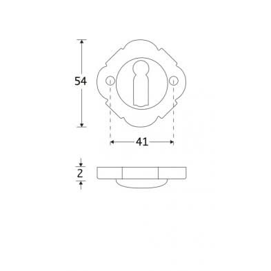 Artitec sleutelrozet Nouveau messing gelakt detail