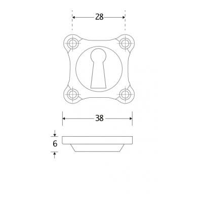 Artitec sleutelrozet Bonton messing ongelakt – detail