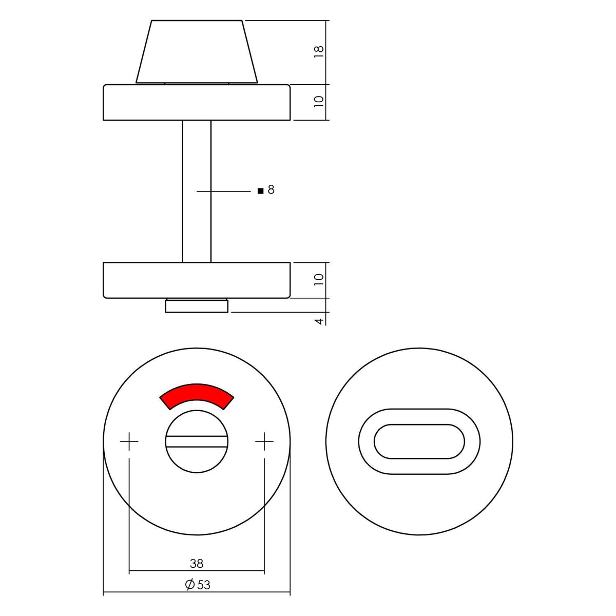 Intersteel WC-sluiting verdekt met stift PVD messing getrommeld - detail