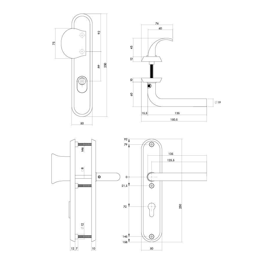 Intersteel veiligheidsbeslag SKG3 ovaal messing getrommeld detail