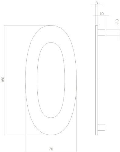 Intersteel huisnummer 0 150mm pvd messing getrommeld detail
