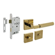 Intersteel deurbeslagset toiletslot messing (goud) met deurkruk Bau-stil – vooraanzicht