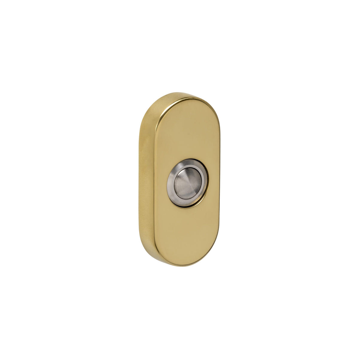 Intersteel deurbel ovaal verdekt 65x30x10 mm PVD messingkleur vooraanzicht