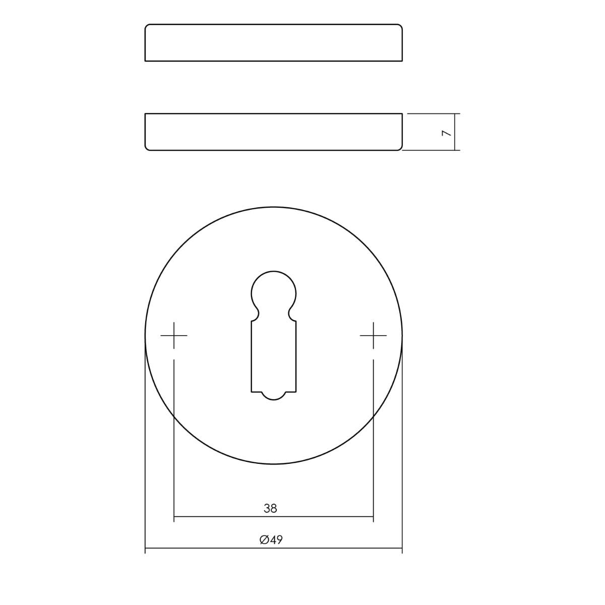 Intersteel rozet sleutelgat rond chroom mat detail