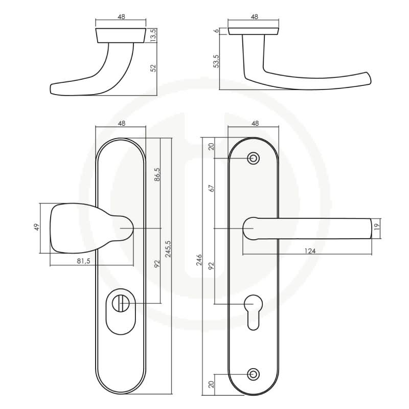 Intersteel veiligheidsbeslag PC92 verchroomd ovaal voordeurbeslag detailafbeelding