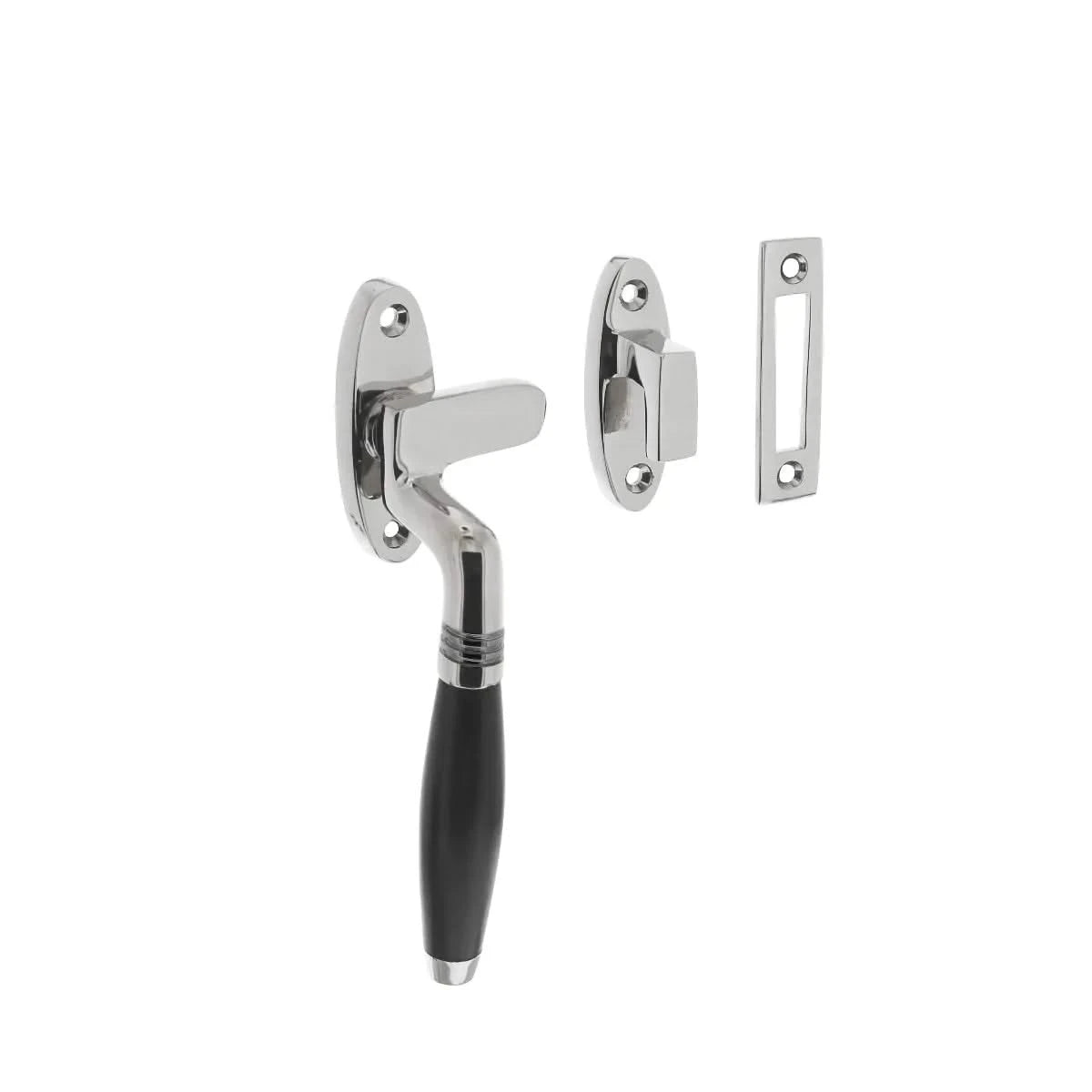 Intersteel raamsluiting Ton links chroom ebbenhout vooraanzicht