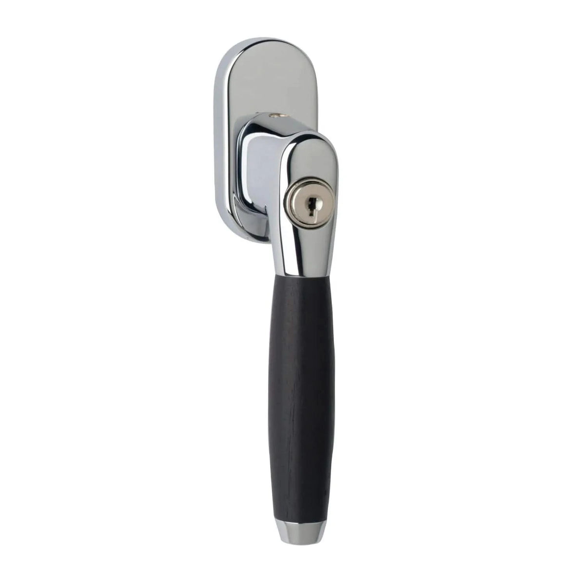 Intersteel raamkruk Ton 400 afsluitbaar chroom/ebbenhout vooraanzicht