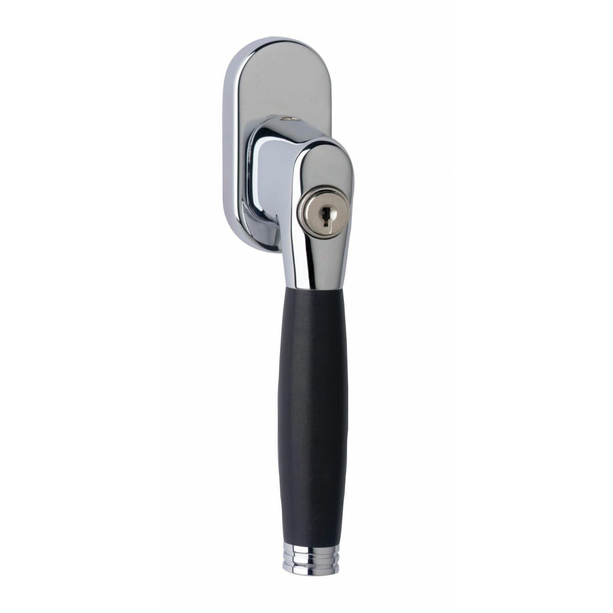 Intersteel raamkruk Ton 222 afsluitbaar chroom/ebbenhout vooraanzicht