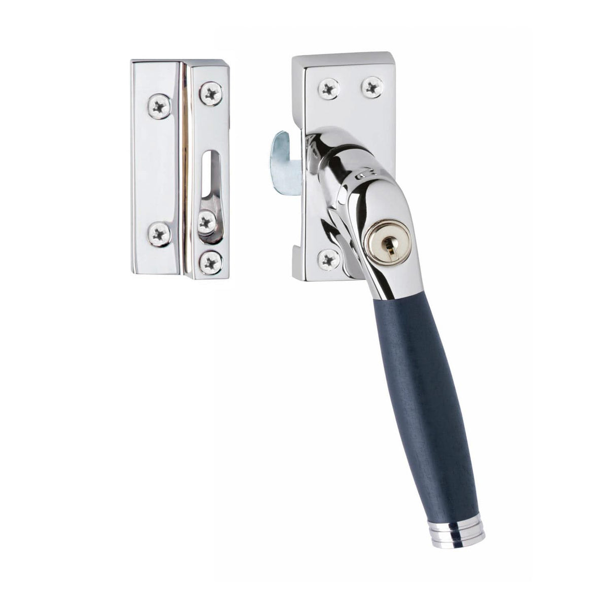 Intersteel raamsluiting Ton 222 rechts chroom/ebbenhout – vooraanzicht