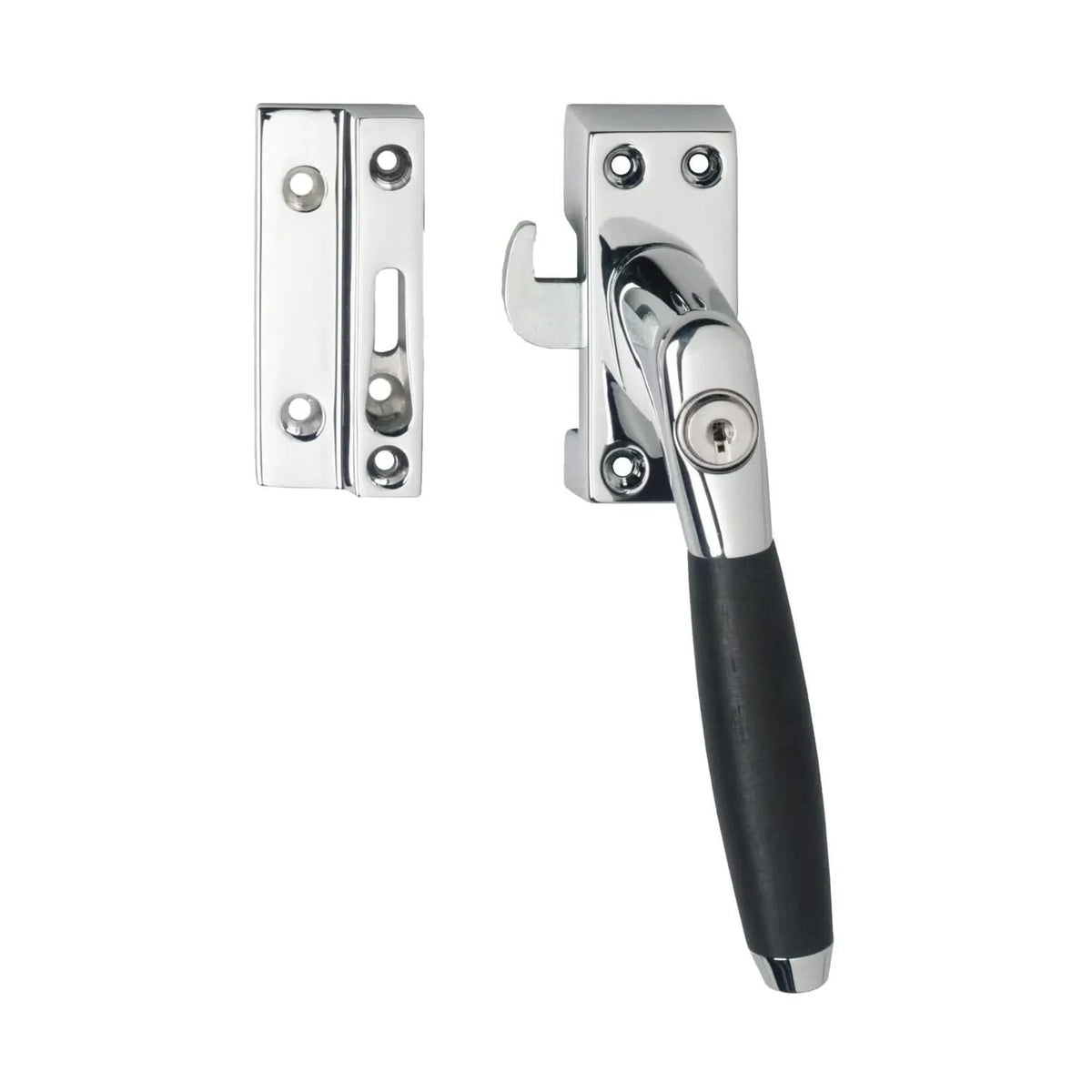 Intersteel raamsluiting Ton 400 rechts chroom/ebbenhout – vooraanzicht