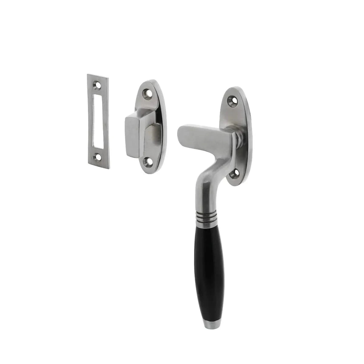 Intersteel raamsluiting Ton rechts chroom mat ebbenhout vooraanzicht