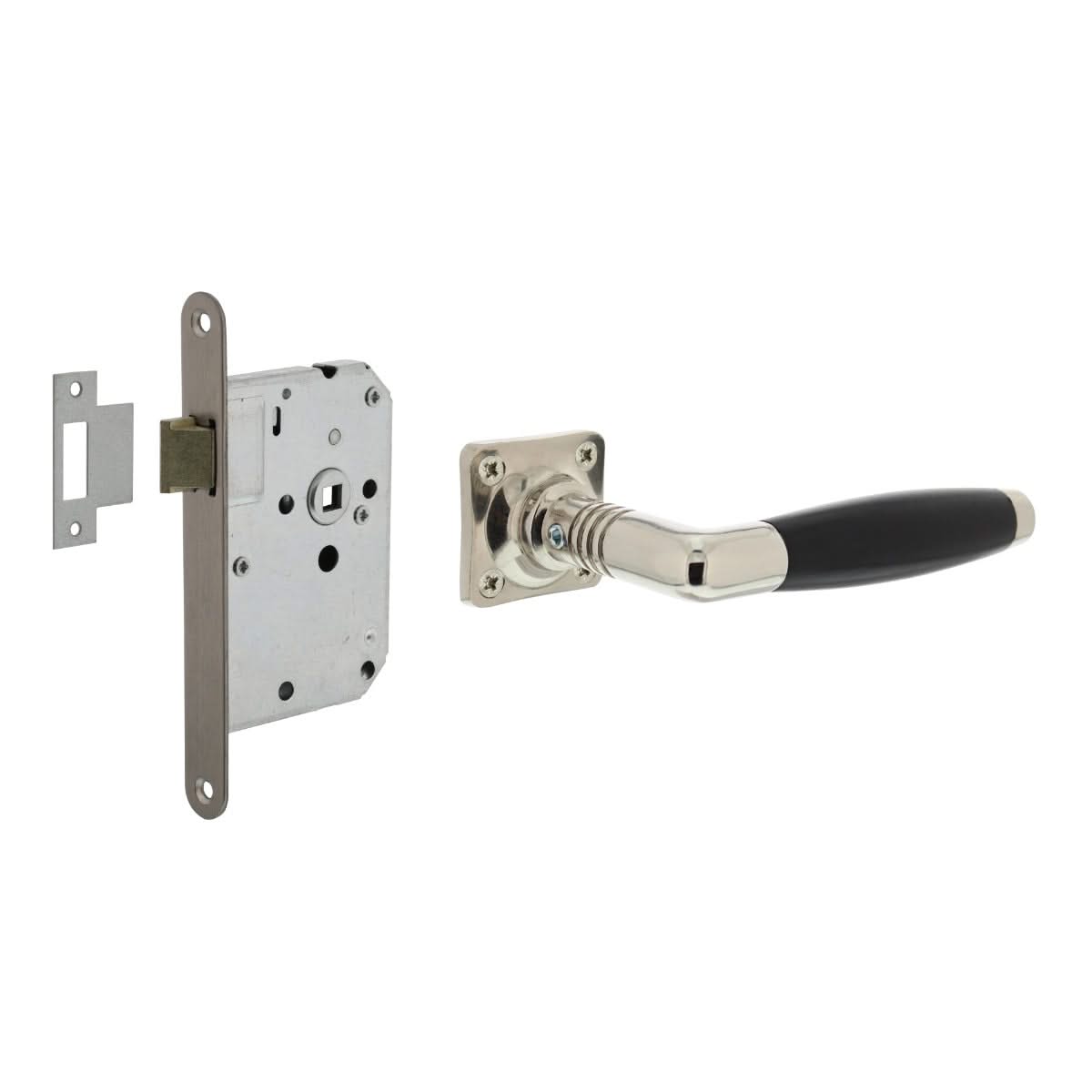 Intersteel deurbeslagset loopslot rvs/nikkel met deurkruk Ton Basic – vooraanzicht