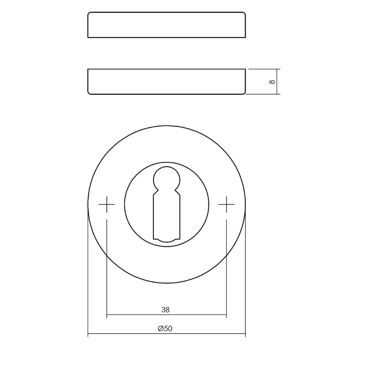 Intersteel rozet sleutelgat nikkel mat detailfoto