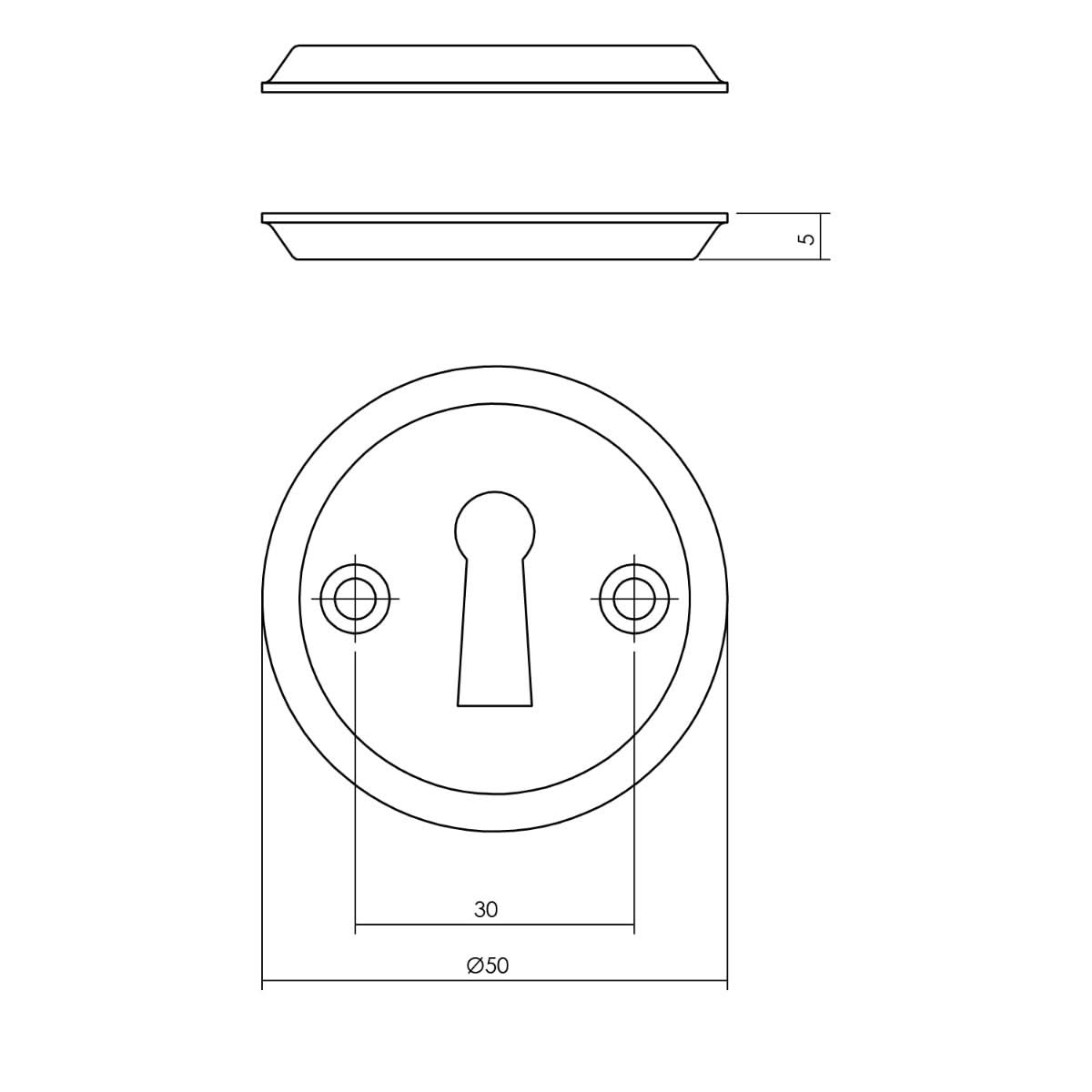 Intersteel sleutelrozet met sleutelgat nikkel detail