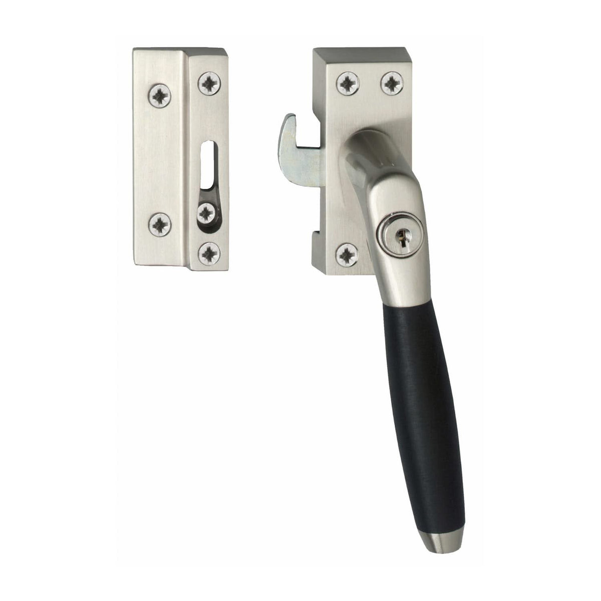 Intersteel raamsluiting Ton 400 rechts nikkel mat/ebbenhout – vooraanzicht