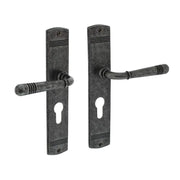 Intersteel deurkruk Helena op schild met profielcilindergat 55 mm oud grijs vooraanzicht