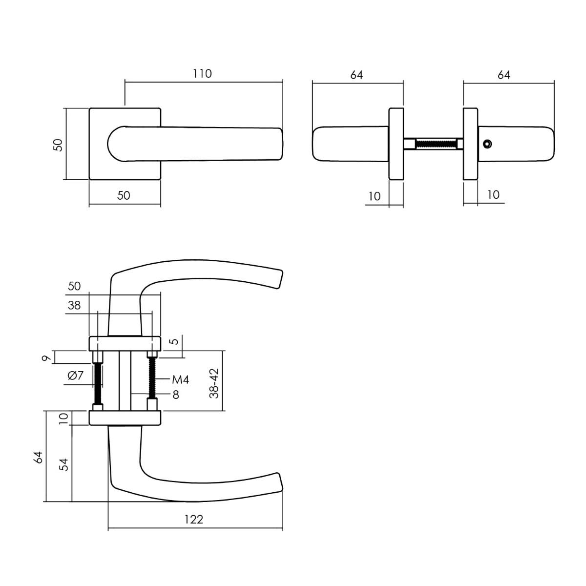 Intersteel deurbeslagset toiletslot zwart met deurkruk Denham – detailfoto