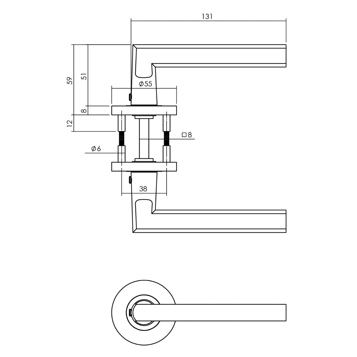 Intersteel deurkruk Hoek 90°-vlak aluminium mat zwart - detail