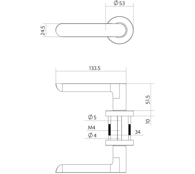 Intersteel Deurkruk Sora basic op rozet verdekt ø53x10mm mat zwart