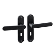 Intersteel Sora Basic deurkruk sleutelgat 56 mm op ovaal schild, mat zwart, vooraanzicht