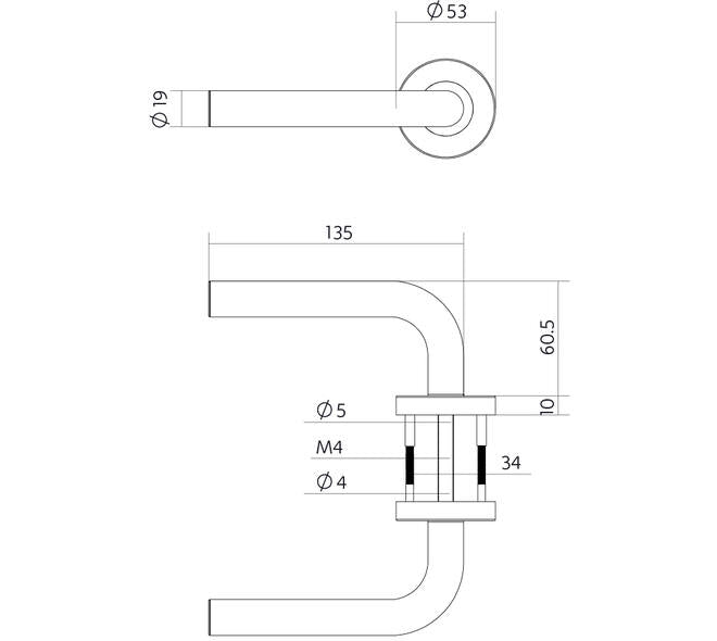 Intersteel Deurkruk Luzern basic op rozet verdekt ø53x10mm mat zwart