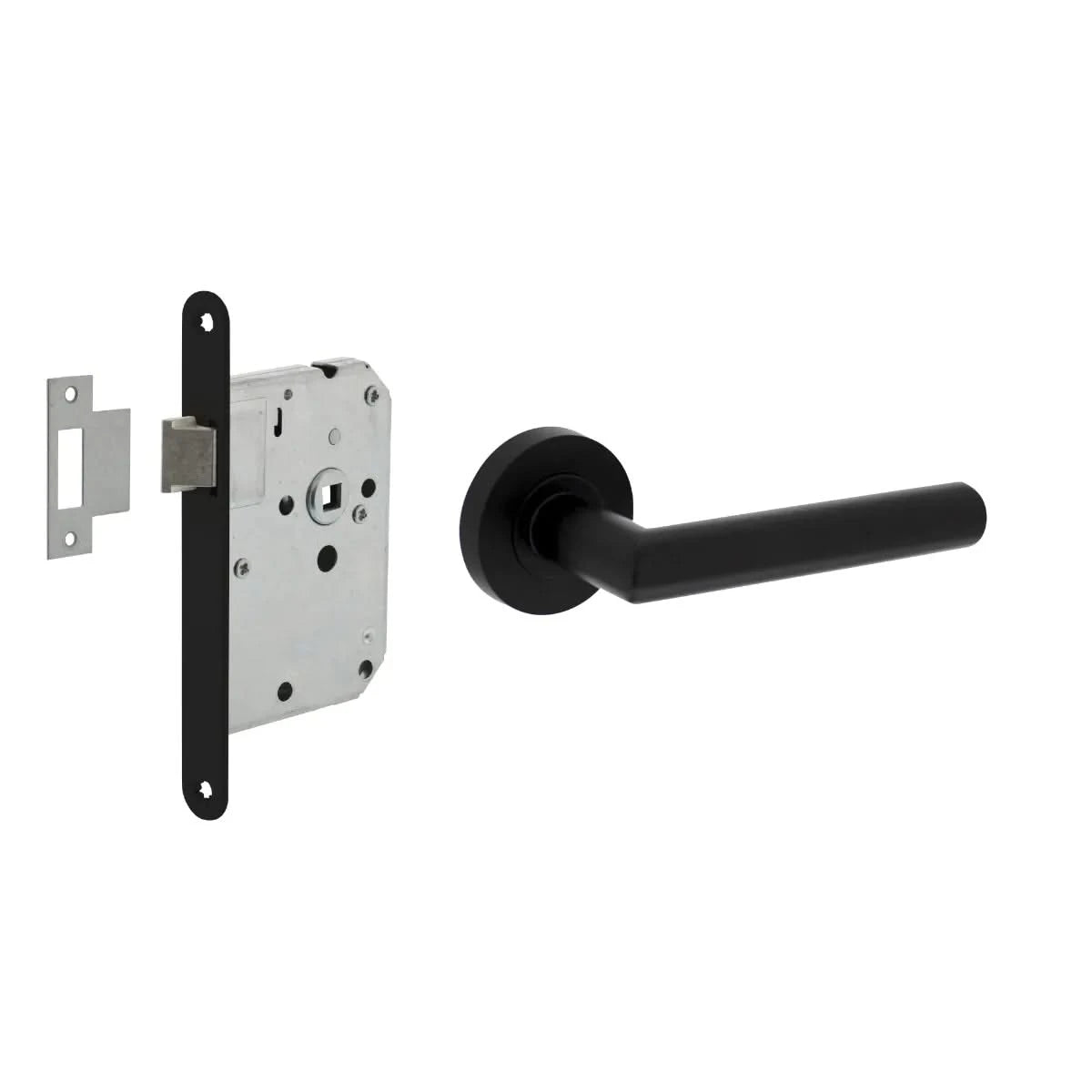 Intersteel deurbeslagset loopslot zwart met deurkruk Bastian – vooraanzicht