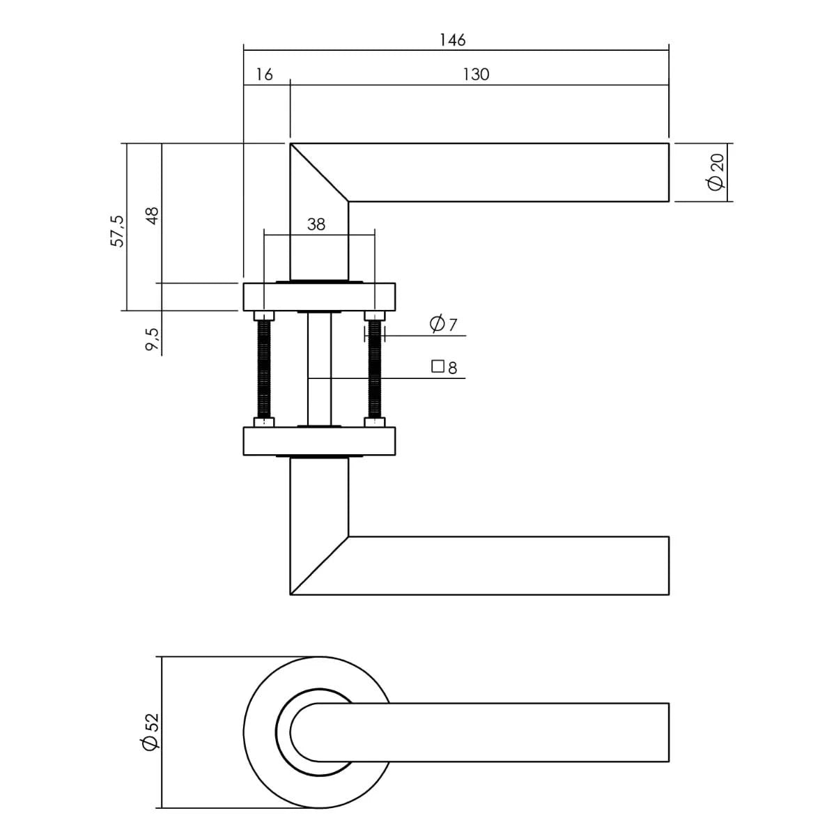 Intersteel deurbeslagset toiletslot zwart met deurkruk Bastian – detailfoto