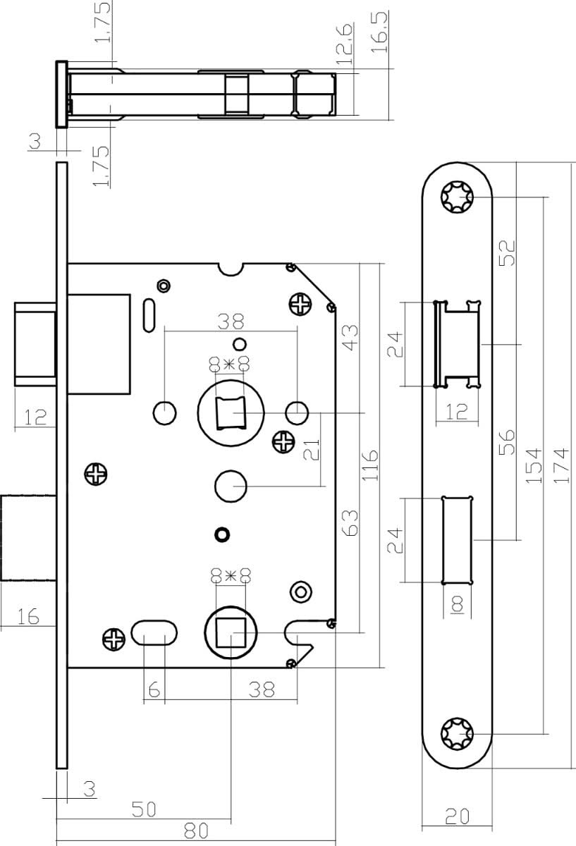 Intersteel deurbeslagset toiletslot zwart met deurkruk Denham – detailfoto