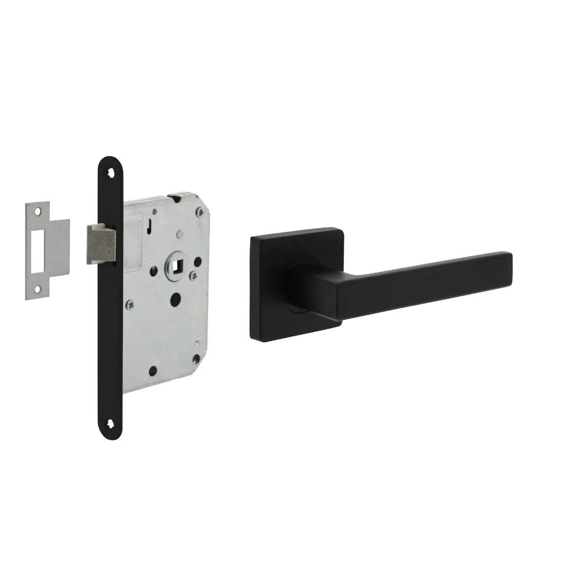 Intersteel deurbeslagset loopslot zwart met deurkruk Hera – vooraanzicht