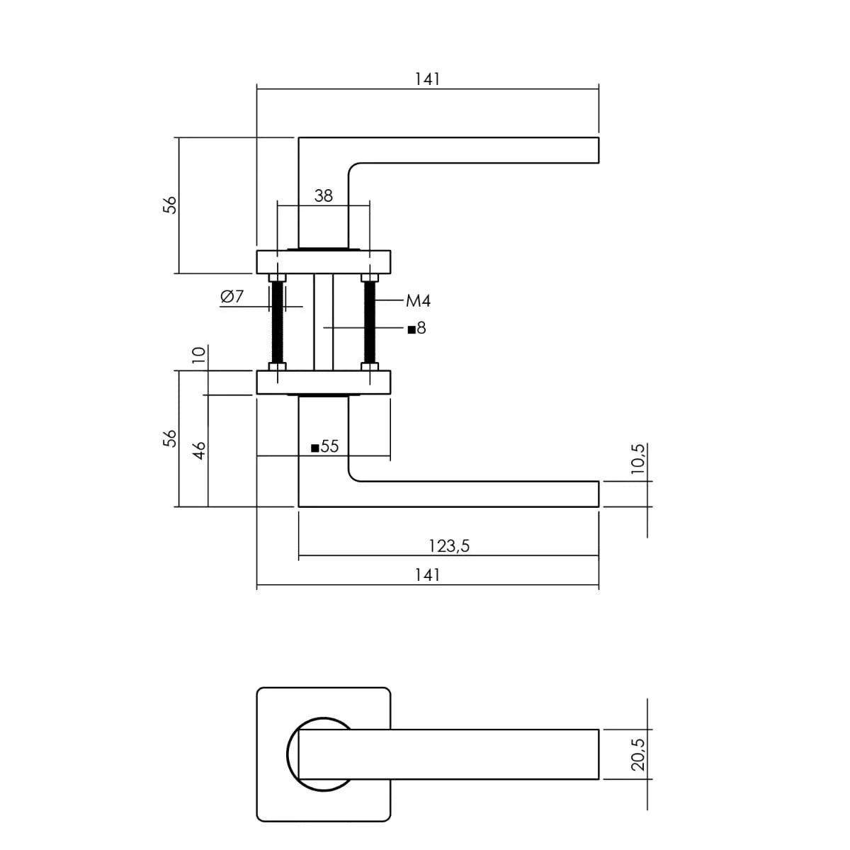 Intersteel deurbeslagset toiletslot zwart met deurkruk Hera – detailfoto